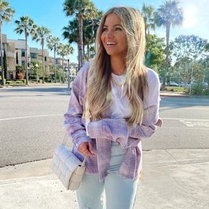 Plaid lavender shacket from Revolve